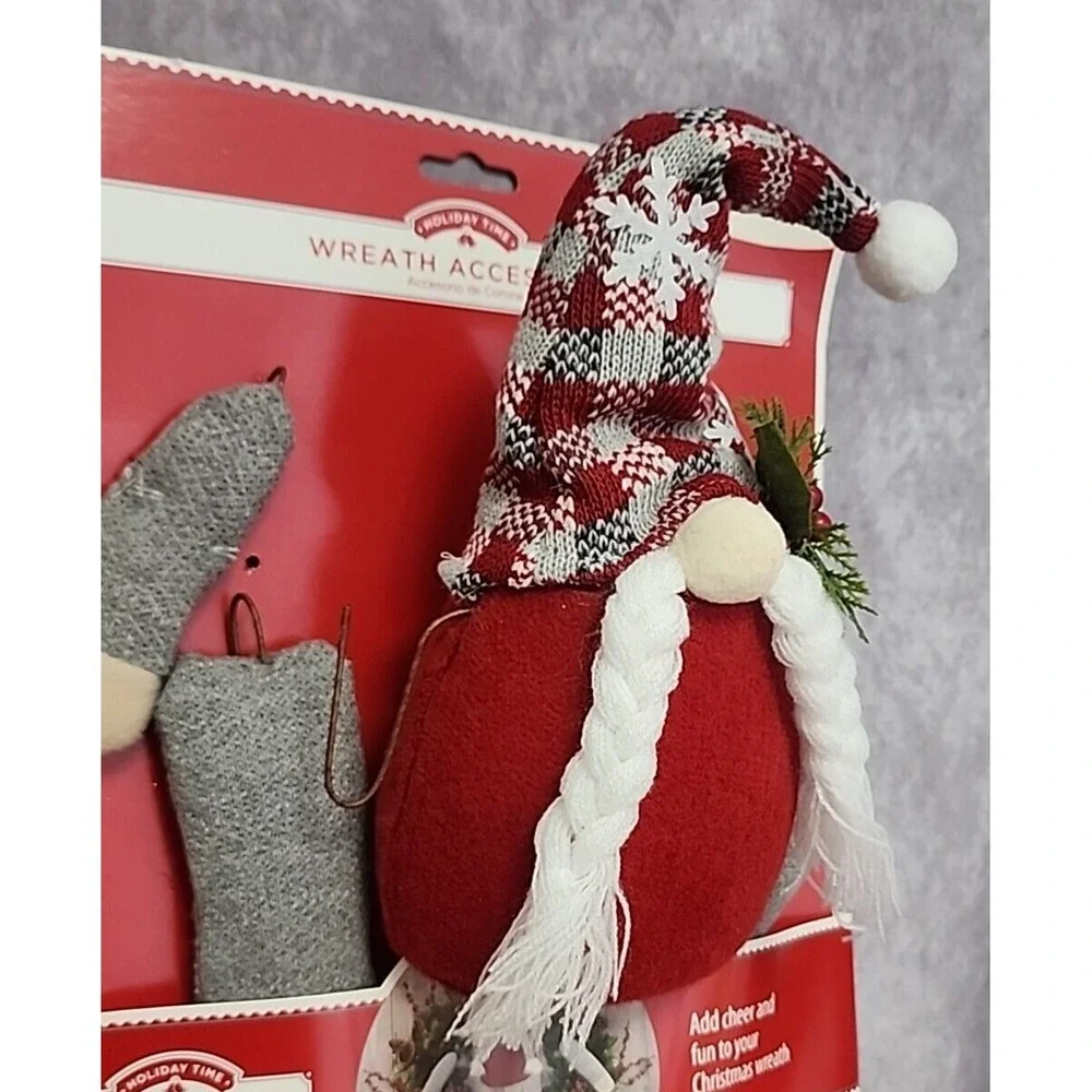 Christmas Gnome Wreath Accessories Tree Decor Body Legs Arms Grey White Red 5 Pc